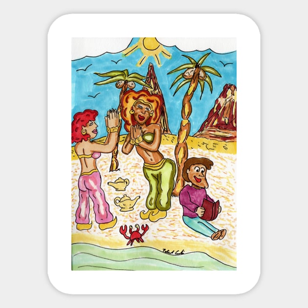 Tropic Island Vacation Sticker by ConidiArt